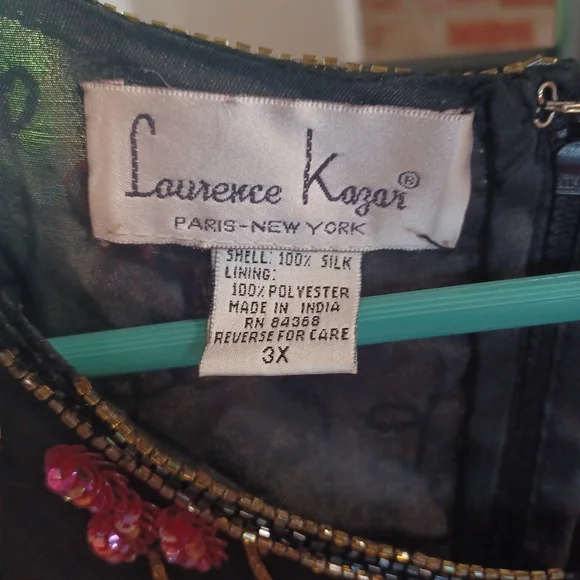 Laurence Kazar Beaded Silk Short Sleeve Top Size 3X - Picture 3 of 13